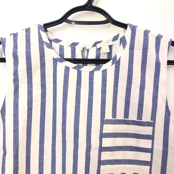 Blue and White Striped Sleeveless Top - Picture 4 of 7